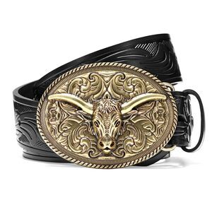 2457 Western Cowboy Belts For Men Women, Mens Western Belt Bull Buckle Country